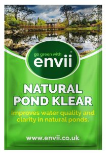 front view of Envii Natural Pond Klear packet for our green water treatment