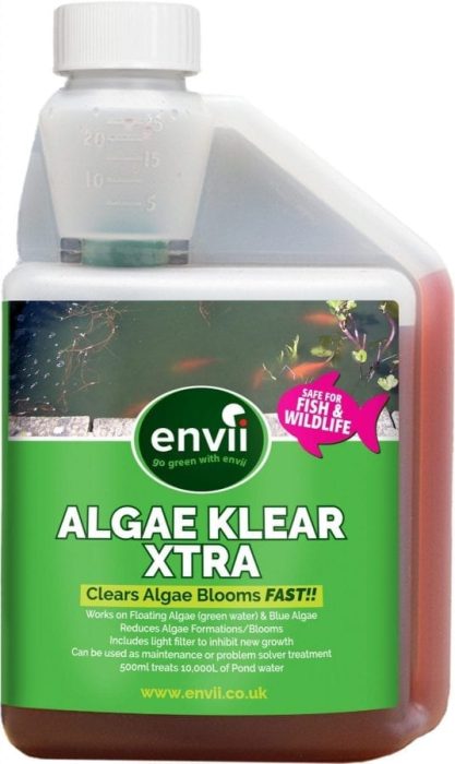 front view of Envii Algae Klear Xtra bottle for our pond algae treatment