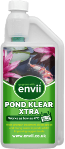 front view of Envii Pond Klear Xtra bottle for clear pond water