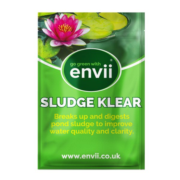 front view of Envii Sludge Klear packet our pond sludge remover