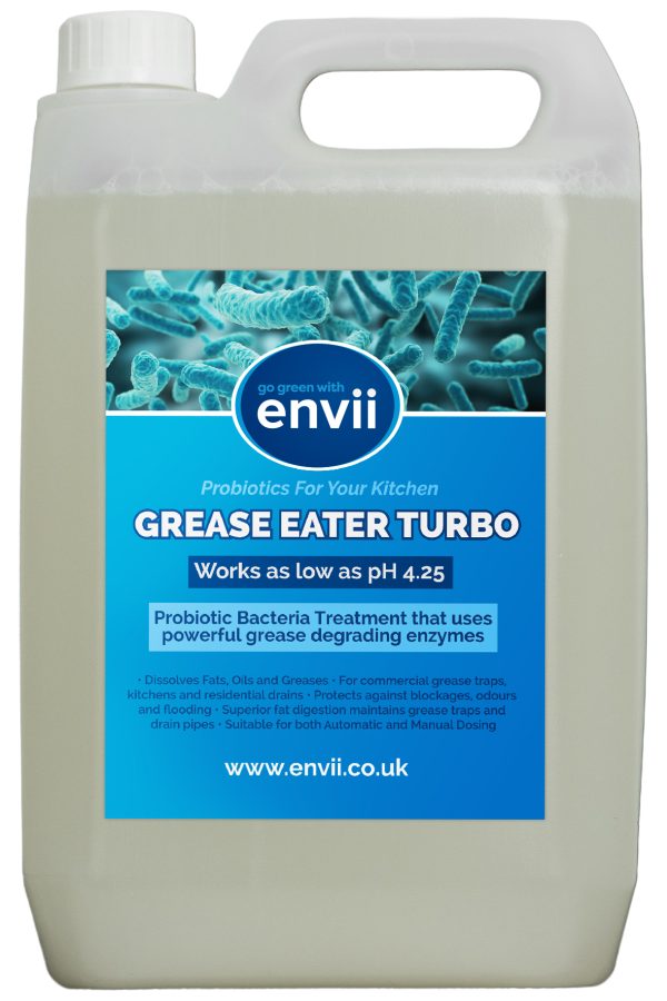 front view of Envii Grease Eater Trubo bottle our grease trap eznyme treatment